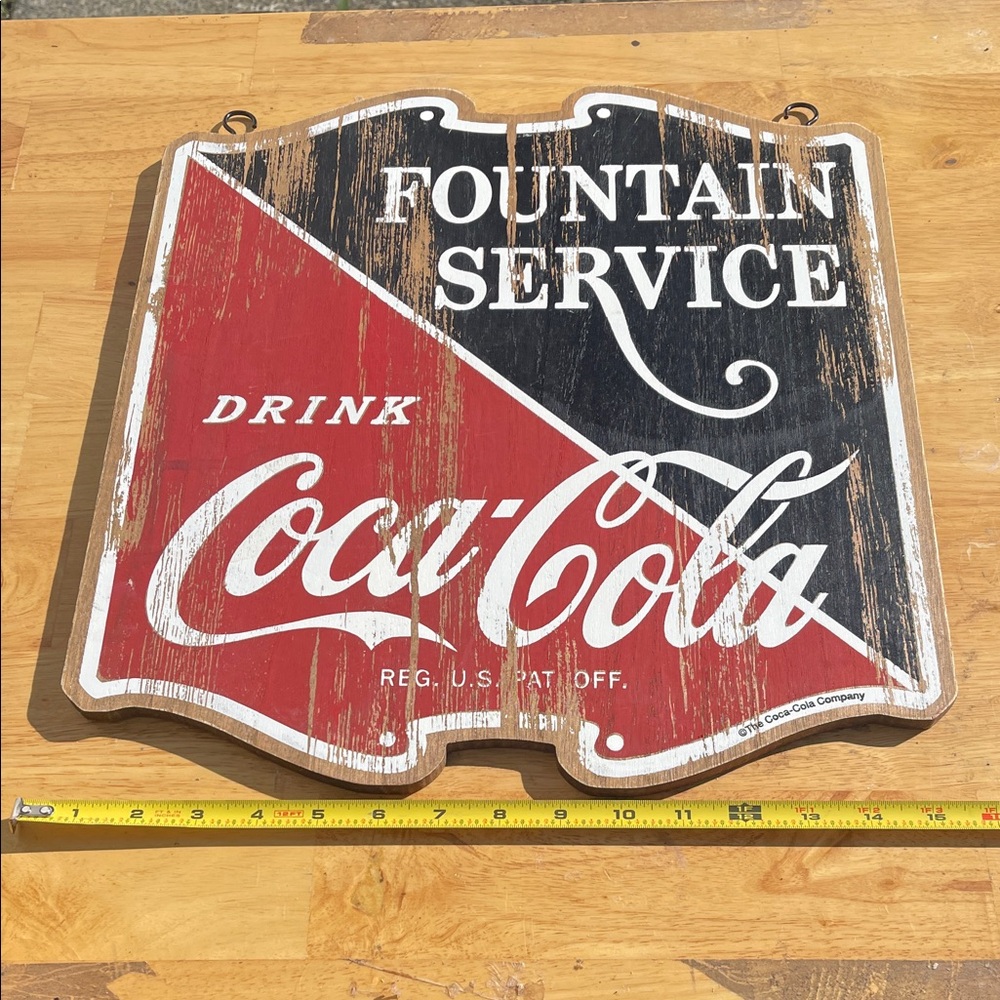 Coca-Cola Red and Black Fountain Service Sign